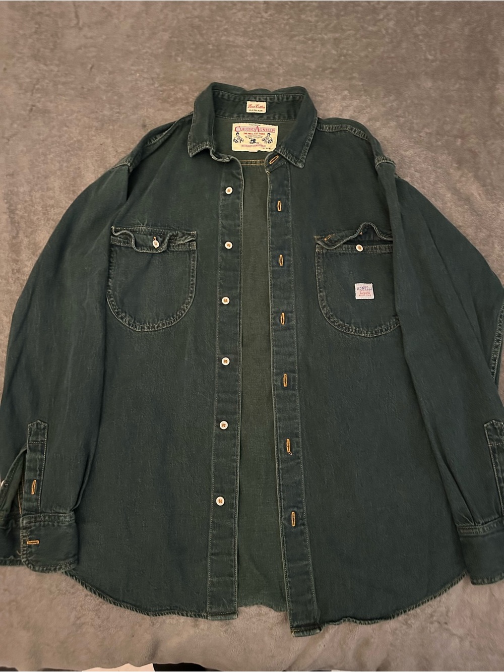 vintage Claudio Agnelli Green denim button up
